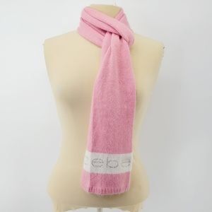 Bebe | Pink & White Rabbit Fur Bling Scarf